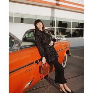 MOTHER The Cha Cha Fray Not Guilty‎ Size 24 Black Flare Leg Kick Flare High Rise